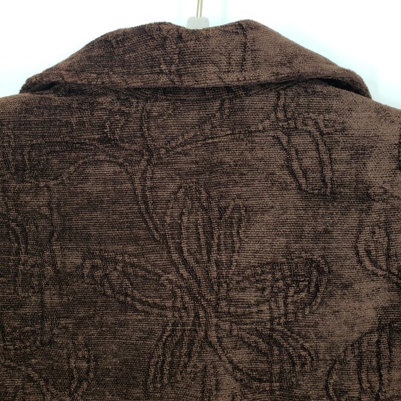 3/$25 Y2K Hot Kiss Velvet Blazer Jacket Floral Embossed Long Sleeve Brown - Picture 9 of 10
